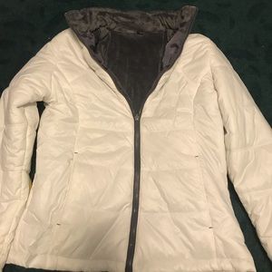 White and grey winter coat